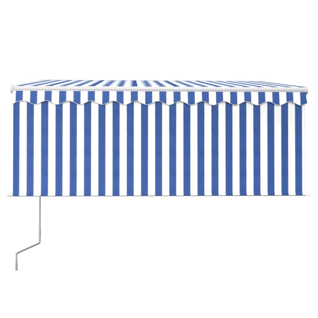 Toldo automático c/ estore/LED/sensor vento 3x2,5m azul/branco