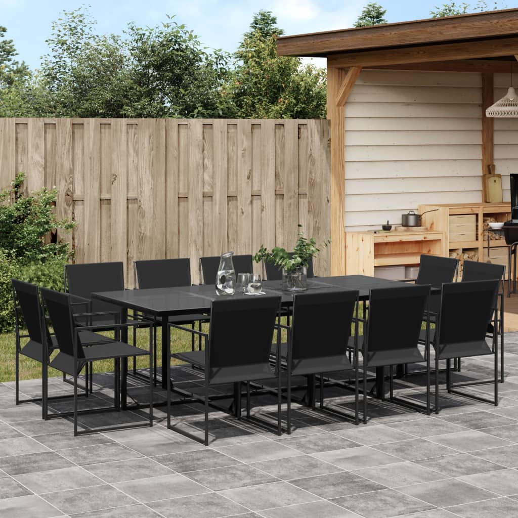 13 Pcs conjunto de jantar para jardim textilene preto