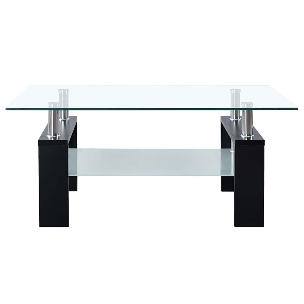 Mesa de centro 95x55x40 cm preto vidro temperado transparente