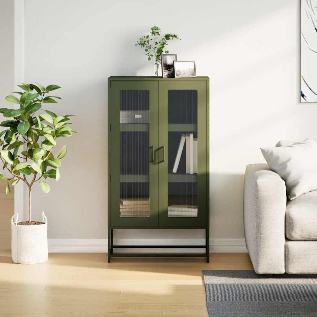 Aparador alto 68x39x123 cm aço verde azeitona