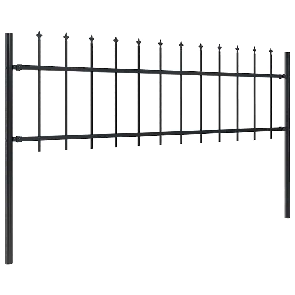 Cerca de jardim com topo em forma de lança em aço 1673x60 cm, preta