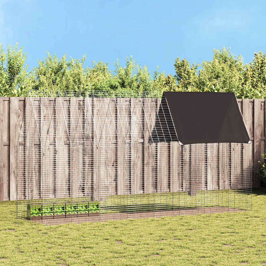 Gaiola para coelhos prateado 400 x 100 x 210 cm aço galvanizado