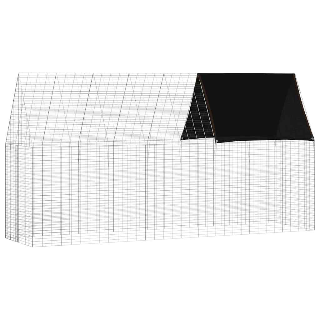 Gaiola para coelhos prateado 400 x 100 x 210 cm aço galvanizado