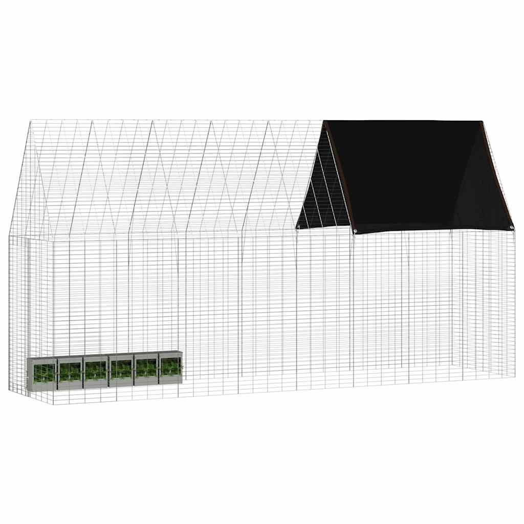 Gaiola para coelhos prateado 400 x 100 x 210 cm aço galvanizado