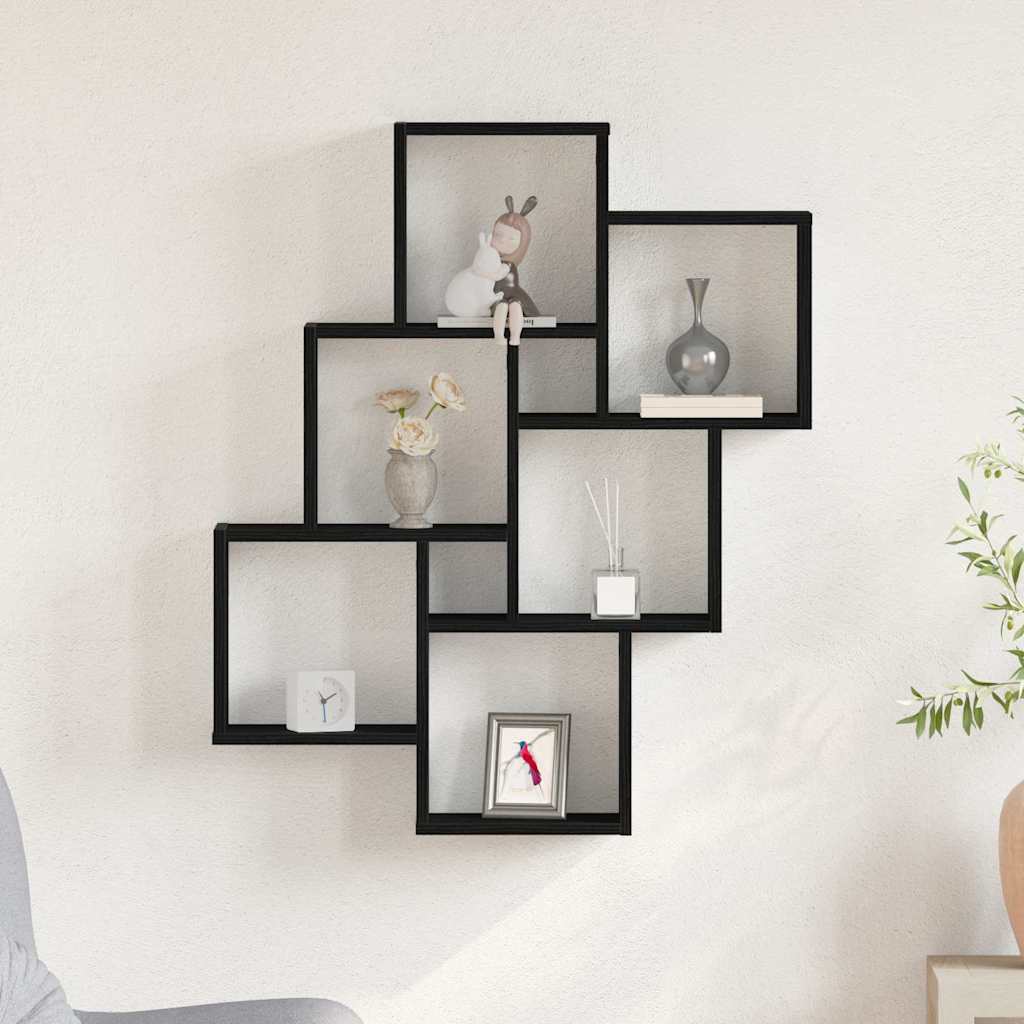 Prateleira de parede montagem na parede carvalho preto