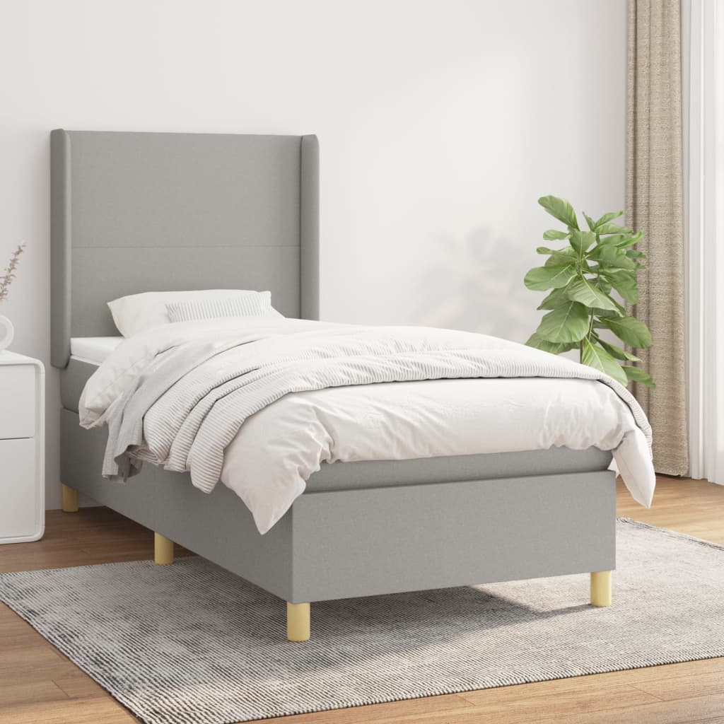 Cama com molas/colchão 80x200 cm tecido cinza-claro