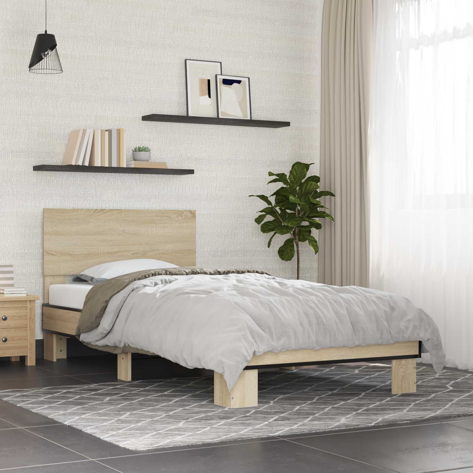 Estrutura de cama com cabeceira carvalho sonoma 80 x 200 cm