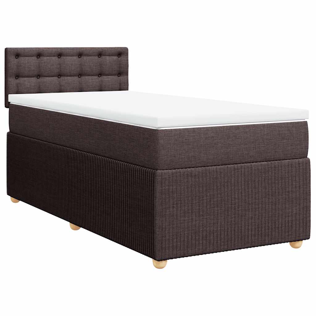 Cama com molas/colchão 90x200 cm tecido castanho-escuro