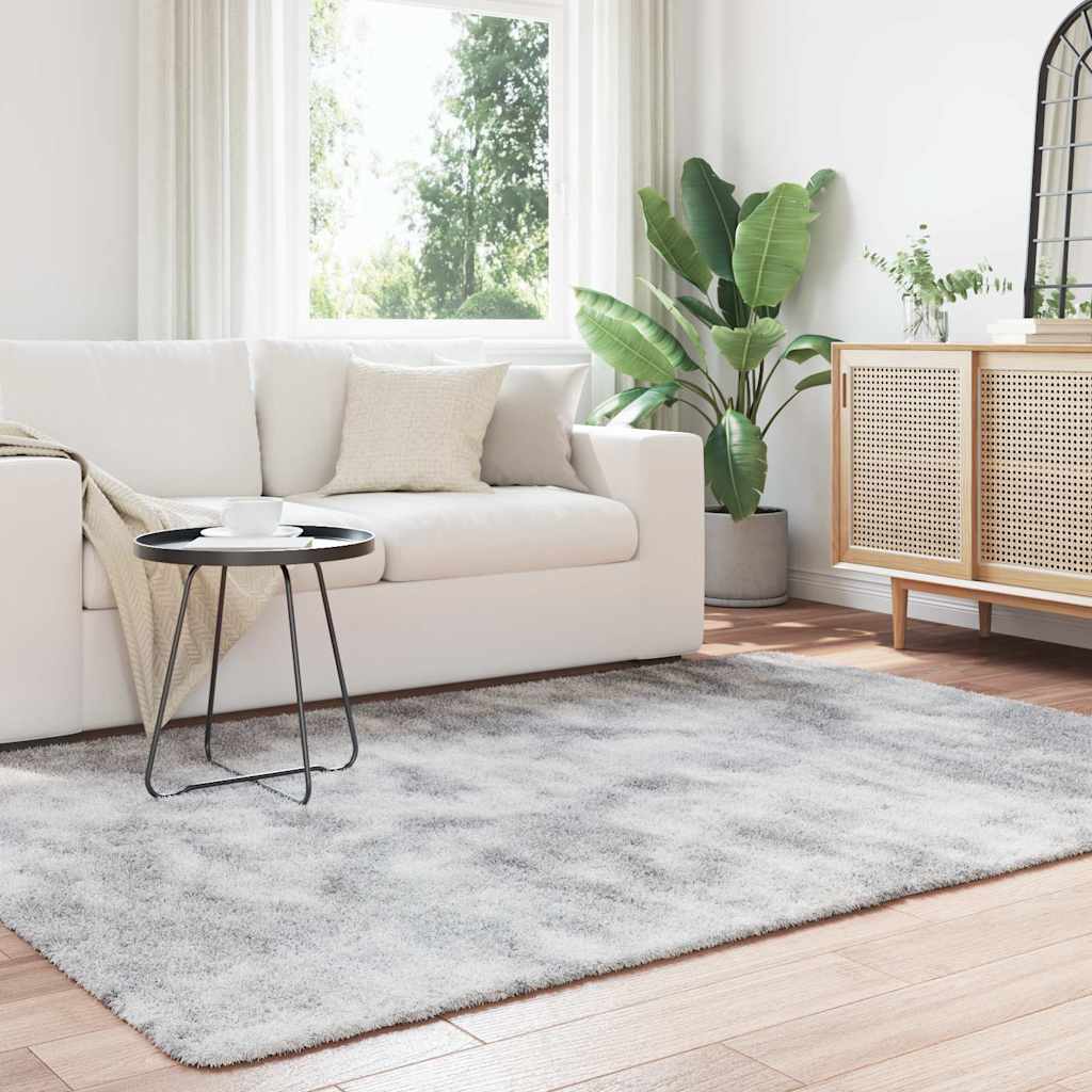 Tapete shaggy de pelo alto navarra 160x230 cm cinzento prateado