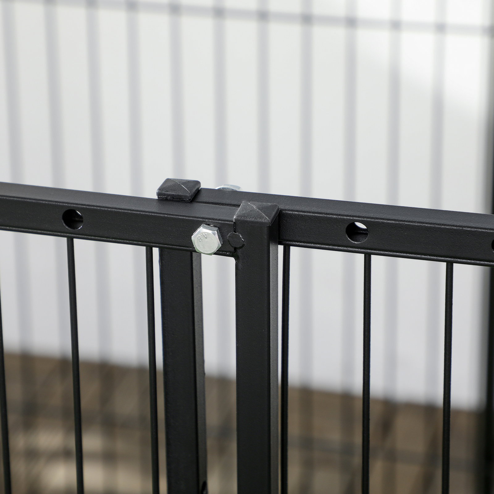 Parque para cães de 6 painéis com largura ajustável e estrutura de aço 82,5-150x79x81 cm preto