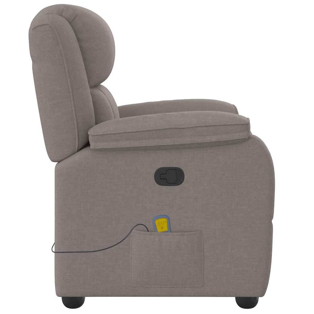 Poltrona de massagens reclinável tecido cinzento-acastanhado