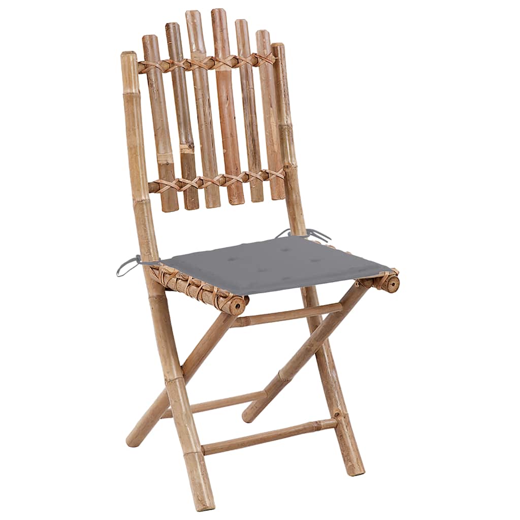 Cadeiras de jardim dobráveis c/ almofadões 2 pcs bambu