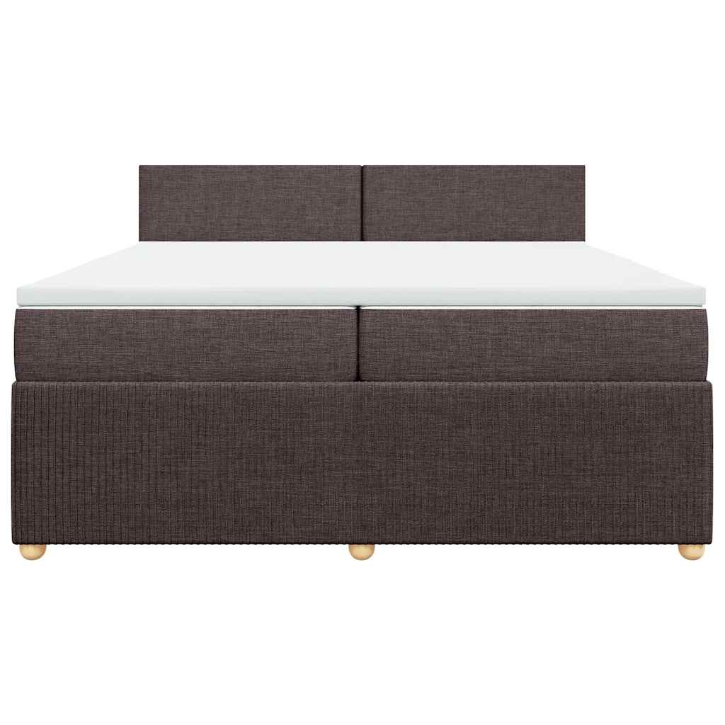Cama com molas/colchão 200x200 cm tecido castanho-escuro