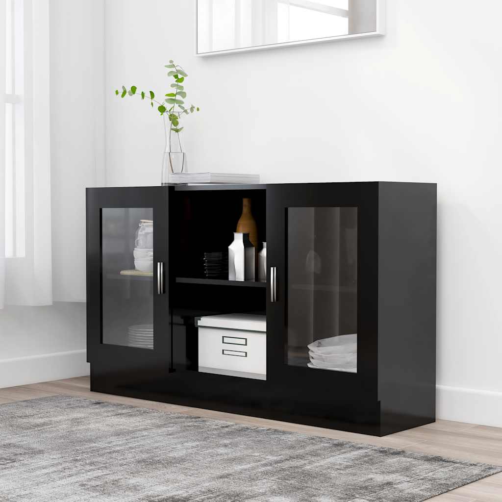 Armário vitrine 120x30,5x70 cm derivados de madeira preto