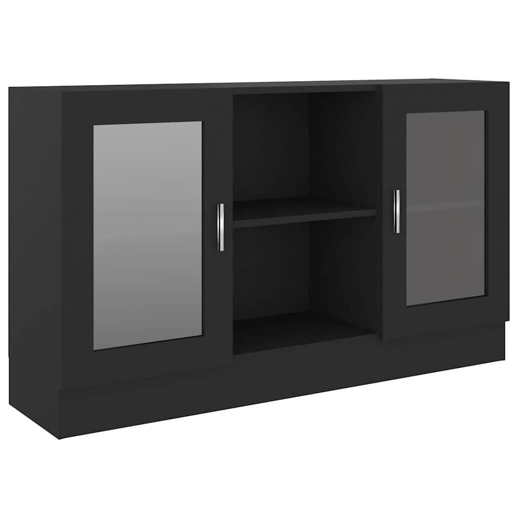 Armário vitrine 120x30,5x70 cm derivados de madeira preto