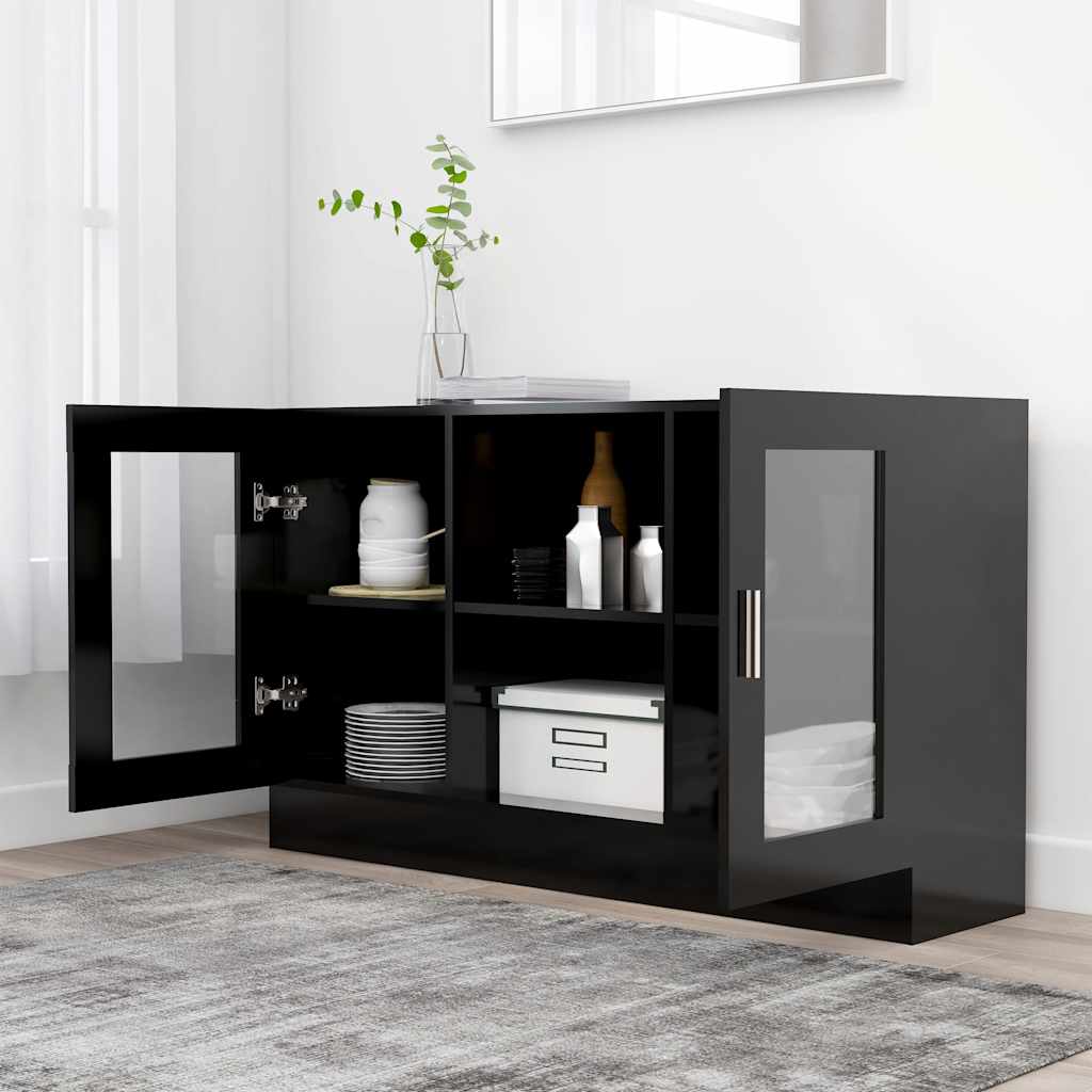 Armário vitrine 120x30,5x70 cm derivados de madeira preto