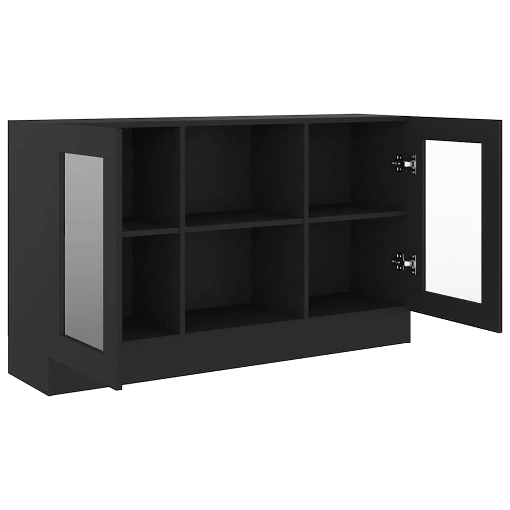 Armário vitrine 120x30,5x70 cm derivados de madeira preto
