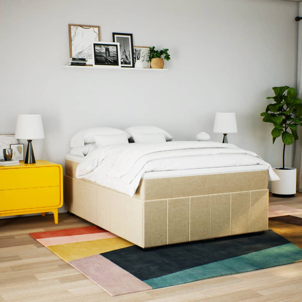 Cama com molas/colchão 140x200 cm tecido cor creme