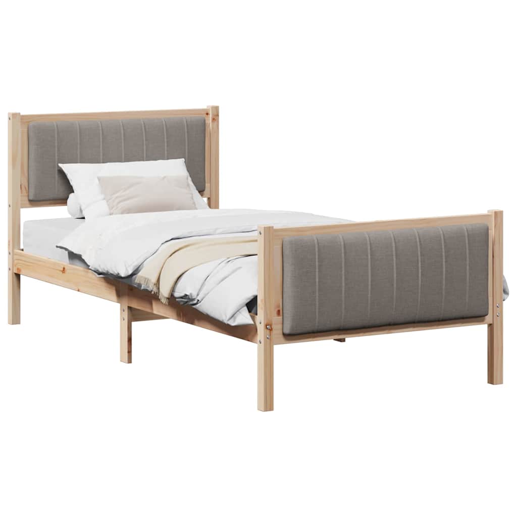 Estrutura da cama com cabeceira marrom e taupe 90 x 190 cm