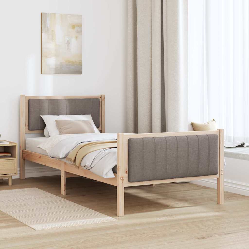 Estrutura da cama com cabeceira marrom e taupe 90 x 190 cm