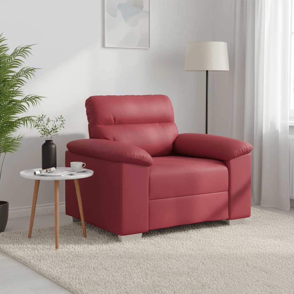 Poltrona 100x81x84 cm couro artificial vermelho tinto