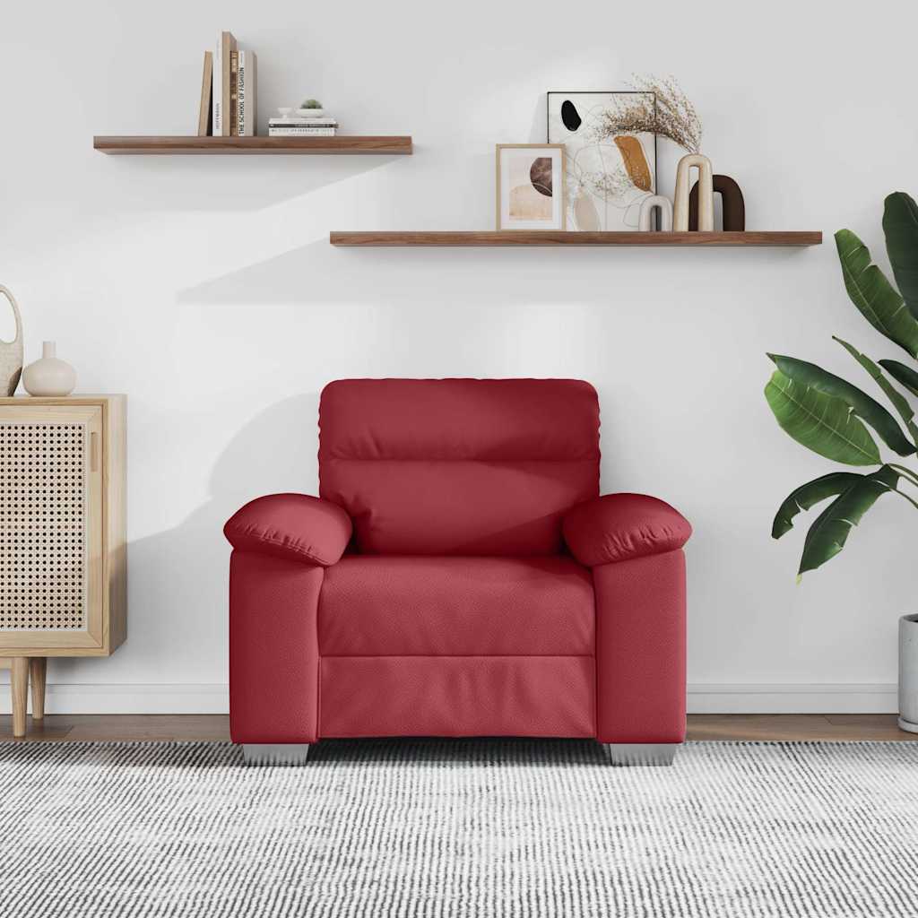 Poltrona 100x81x84 cm couro artificial vermelho tinto