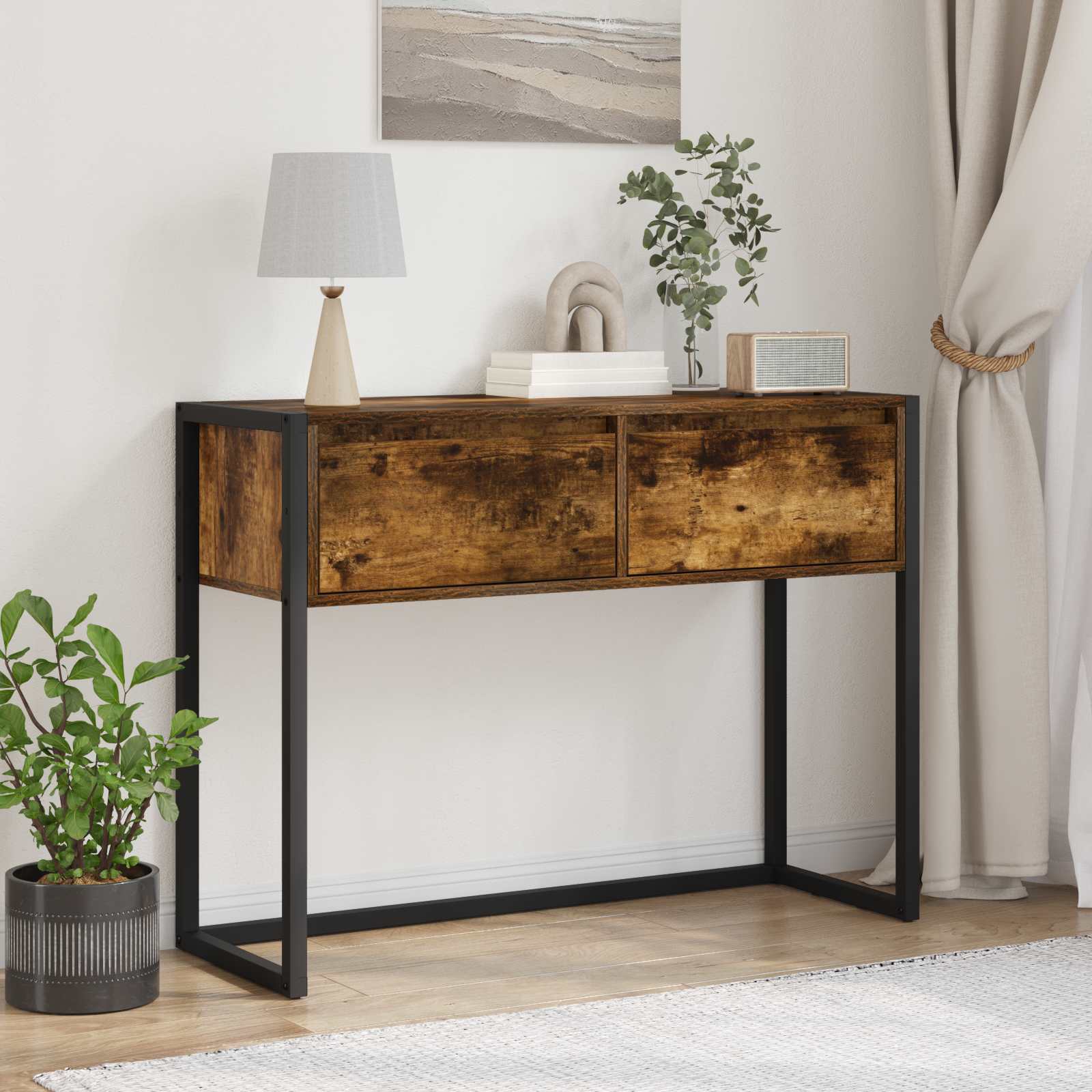 Mesa de apoio carvalho fumê 100 x 36 x 75 cm