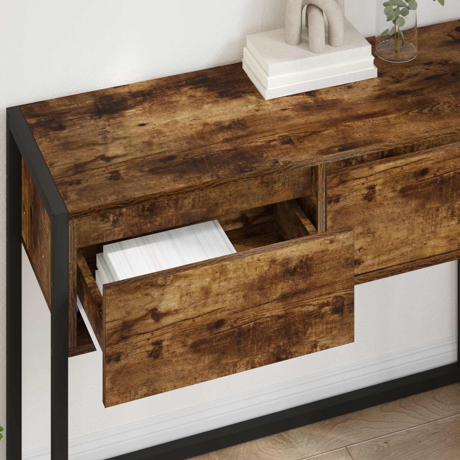 Mesa de apoio carvalho fumê 100 x 36 x 75 cm