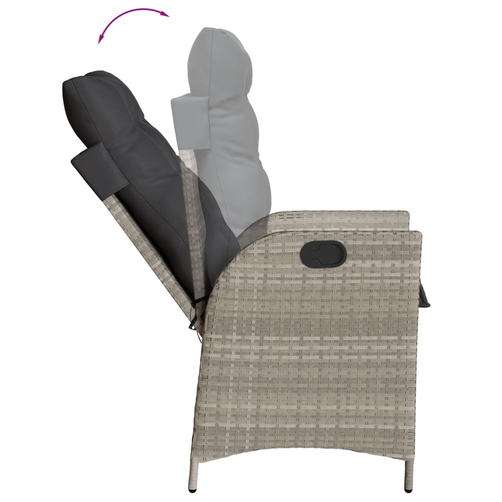 9 Pcs conjunto de jantar p/ jardim c/ almofadões cinzento claro