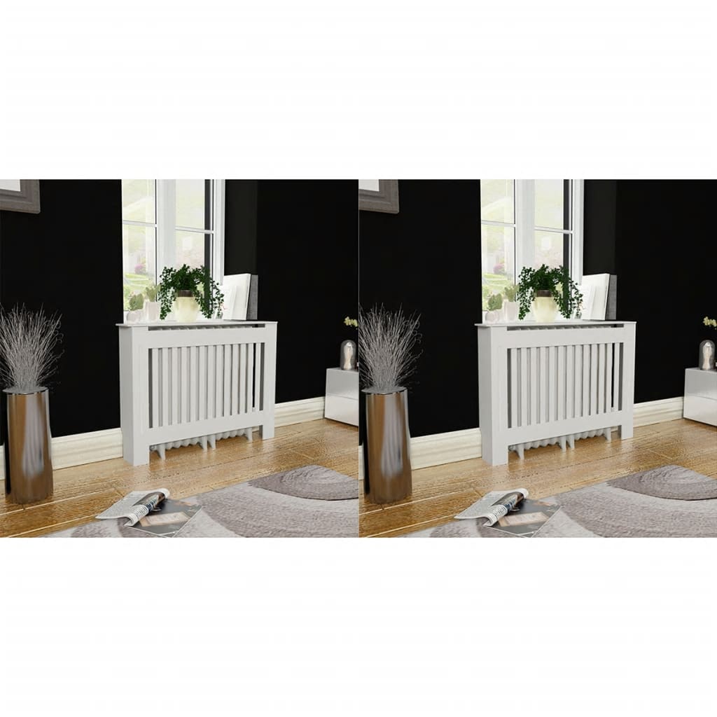 Coberturas de radiador 2 pcs derivados madeira 112 cm branco