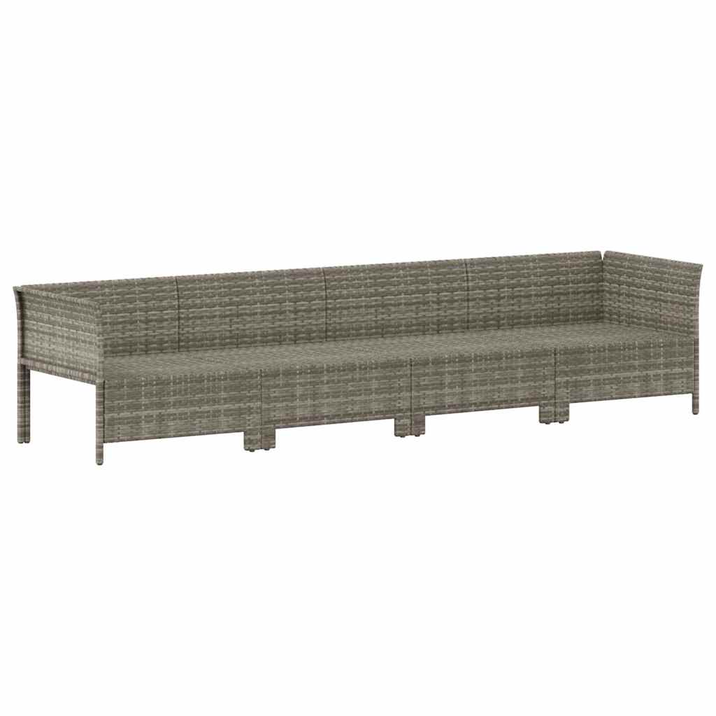 Conjunto de lounge de jardim com 4 peças e almofadas em vime sintético cinza