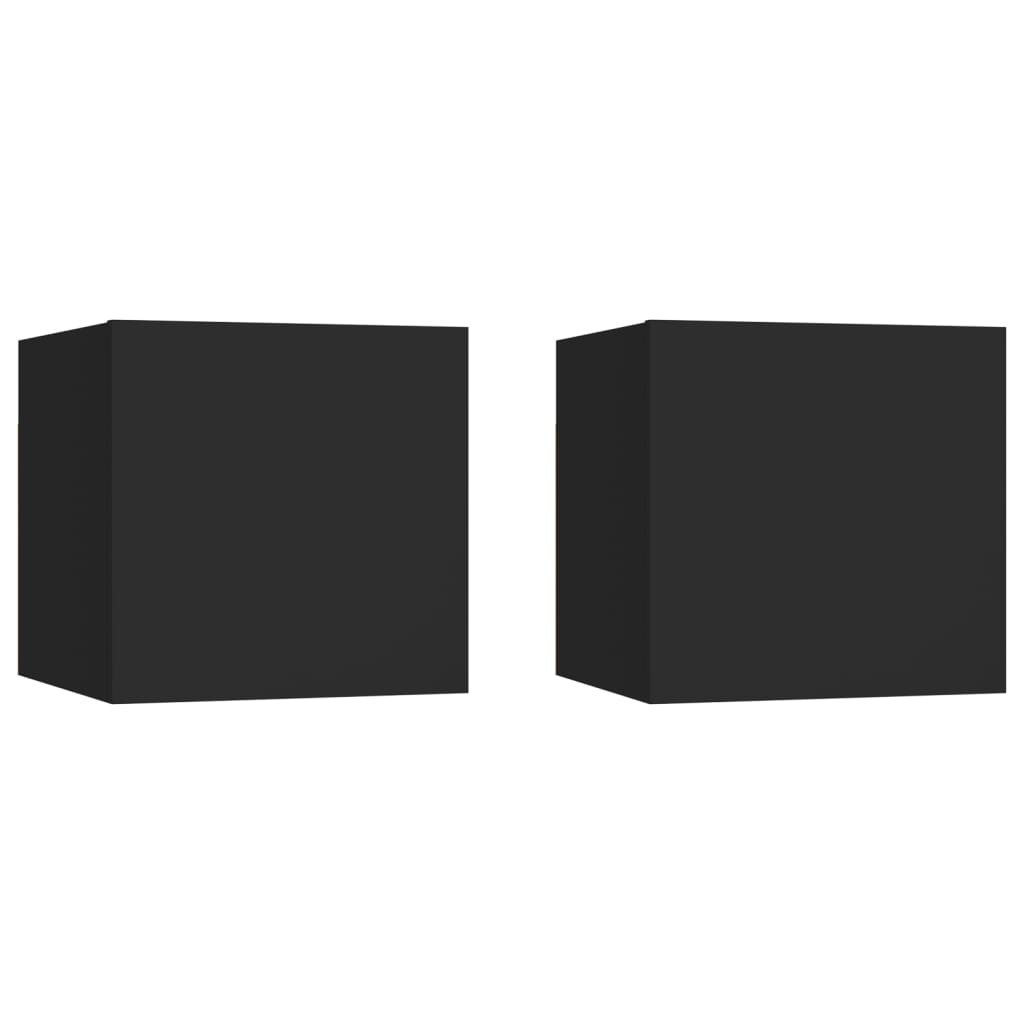 Mesas de cabeceira 2 pcs 30,5x30x30 cm derivados madeira preto
