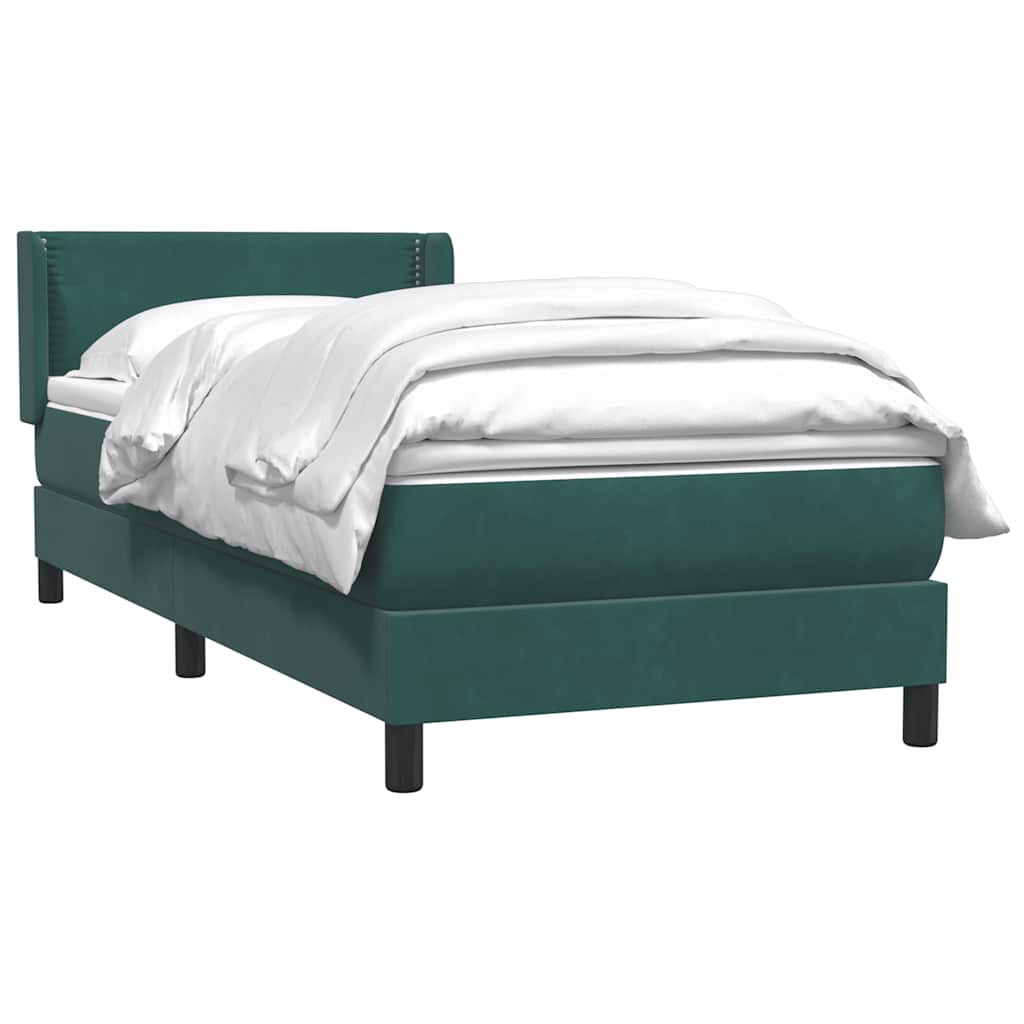 Cama com molas/colchão verde-escuro 80x220 cm veludo