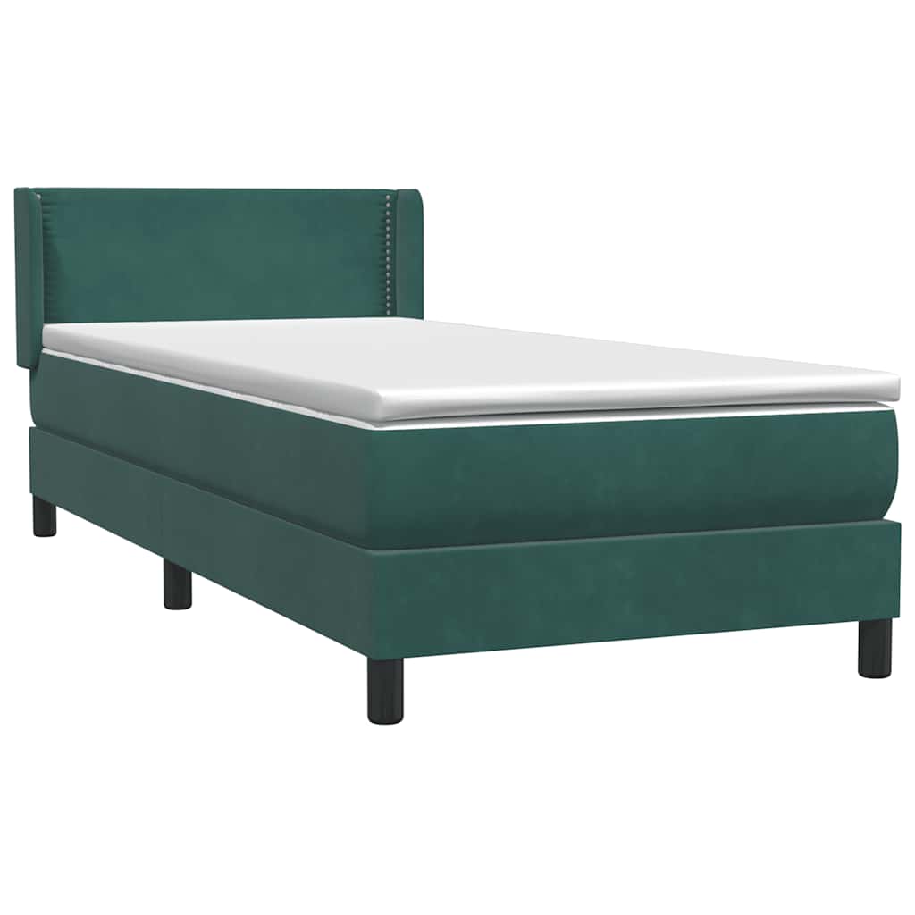 Cama com molas/colchão verde-escuro 80x220 cm veludo