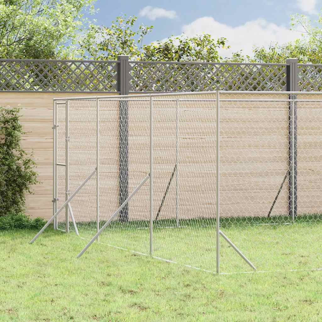Canil de exterior 6x10x2 m aço galvanizado prateado