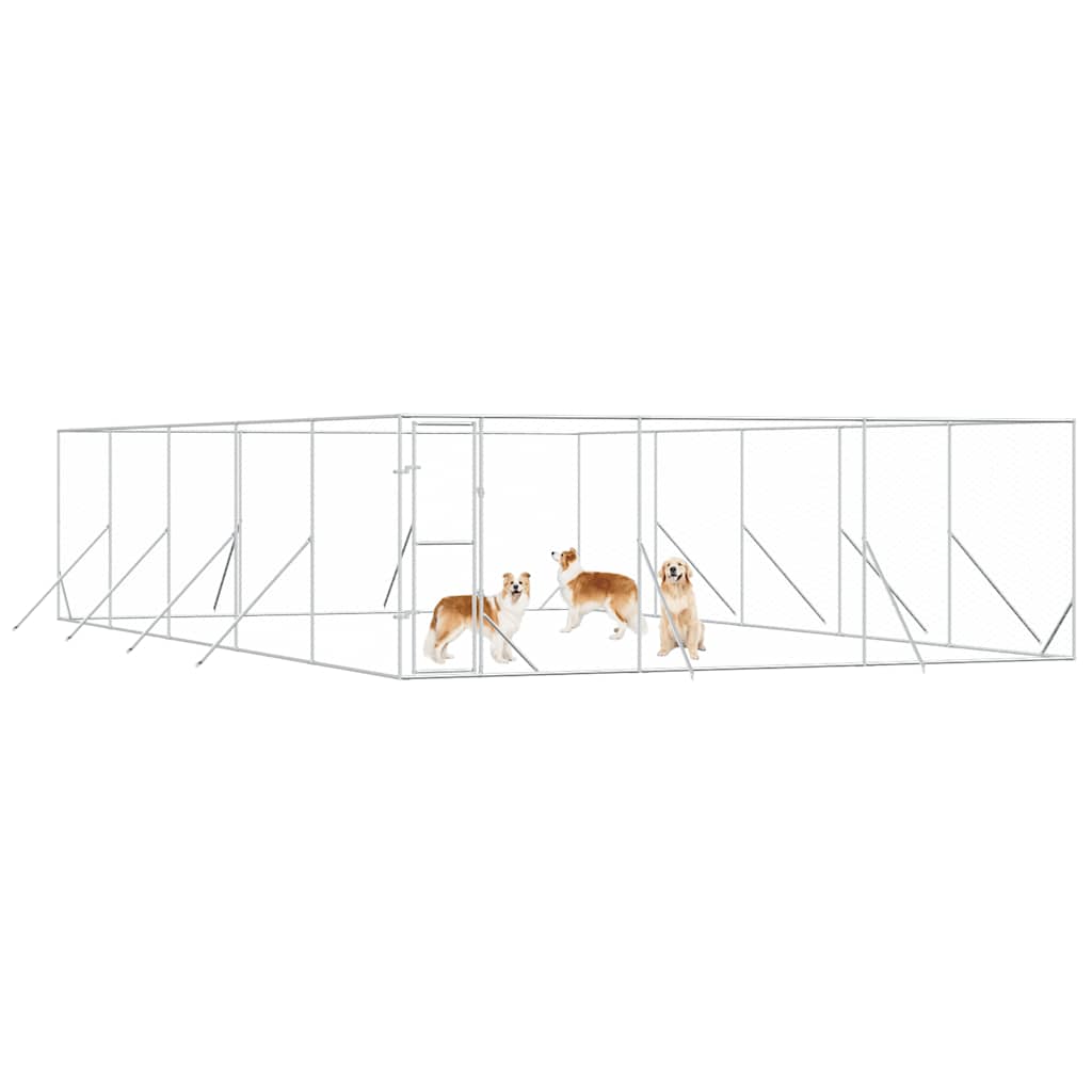 Canil de exterior 6x10x2 m aço galvanizado prateado