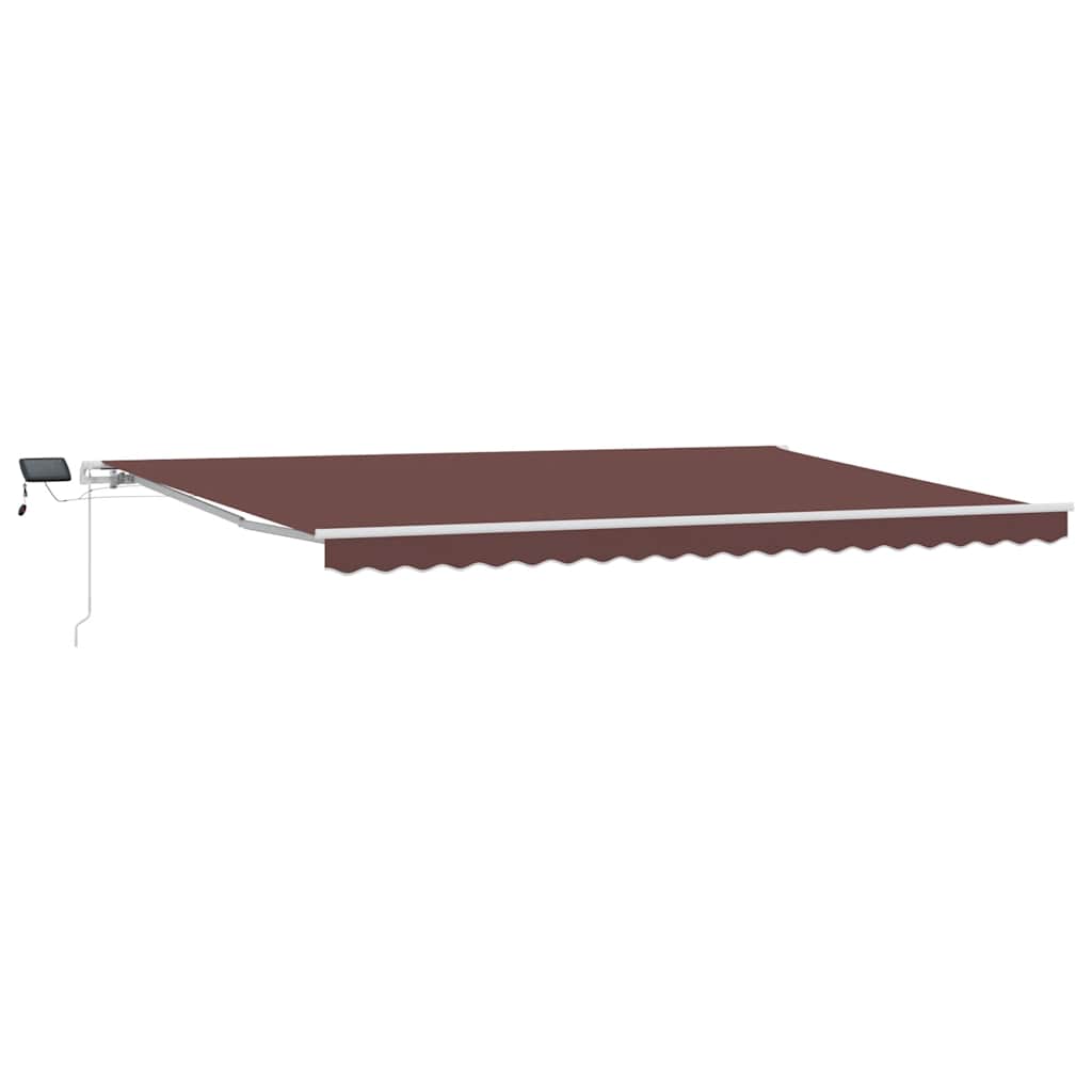Toldo retrátil manual com luz LED 500x300 cm castanho