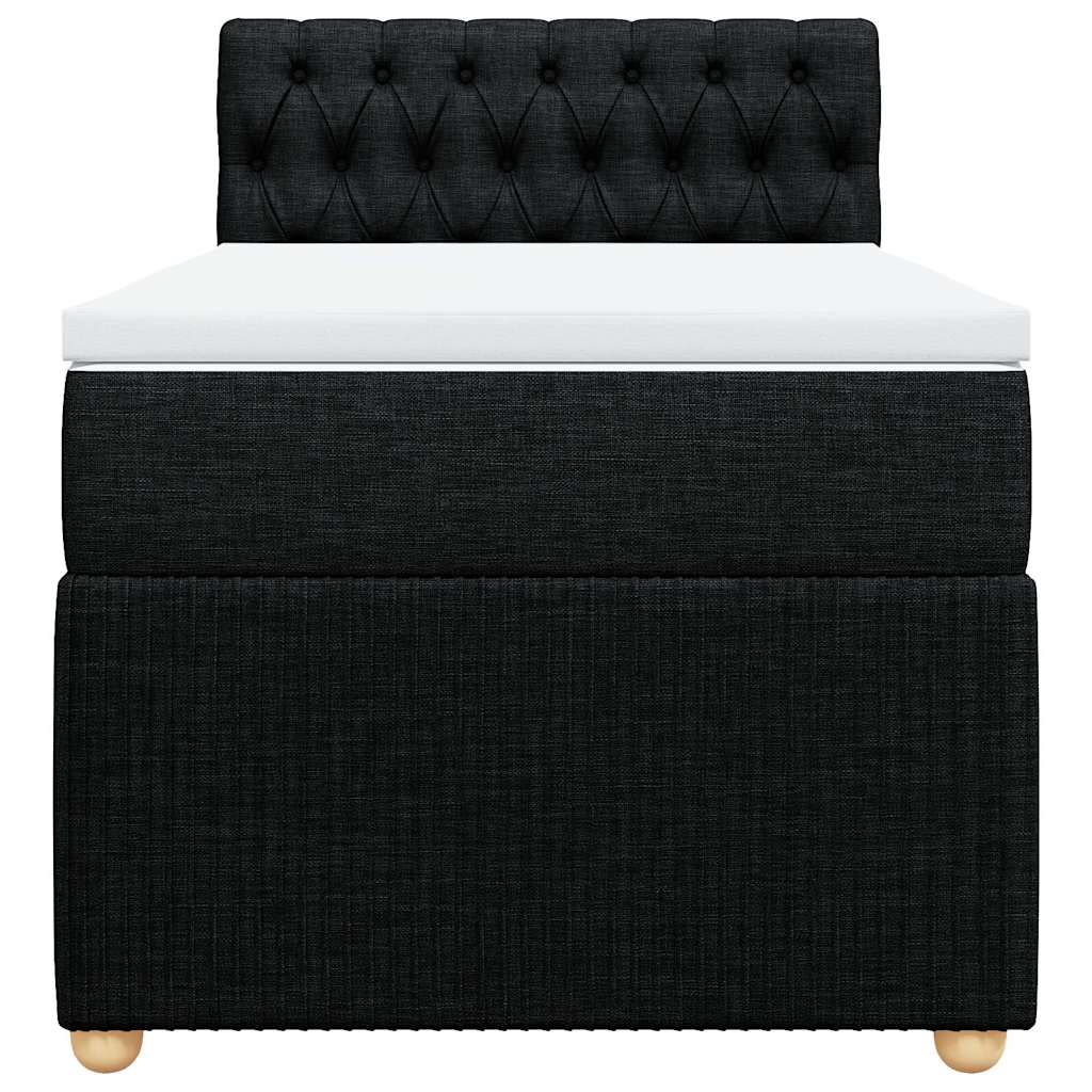 Cama com molas/colchão 80x200 cm tecido preto