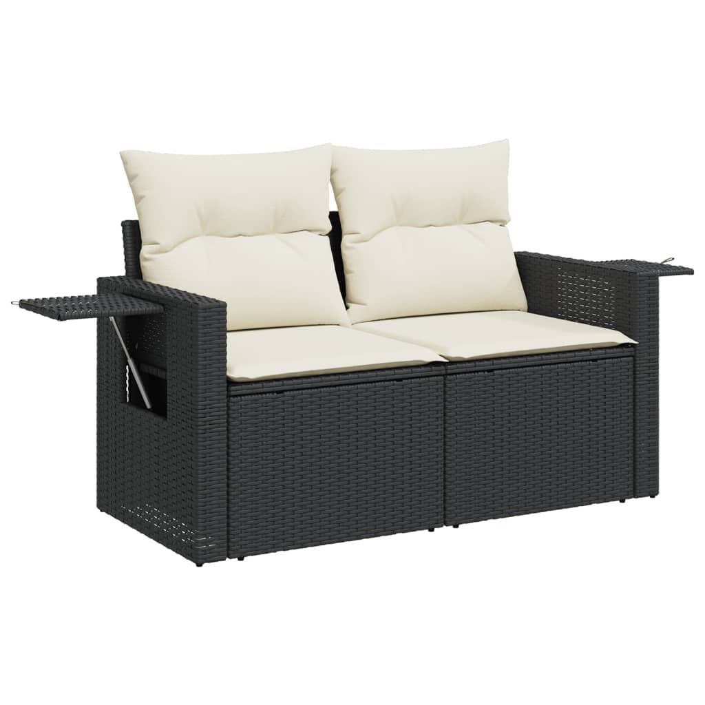 5 Pcs conjunto sofás de jardim com almofadões vime PE preto
