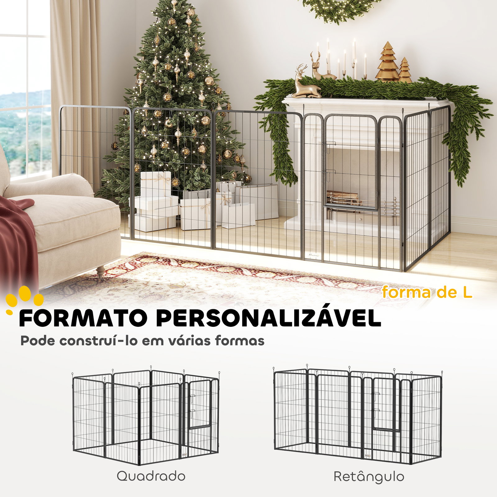 Parque para cães de 8 painéis 68x100 cm parque dobrável para cães médios com portas fecho e estacas preto