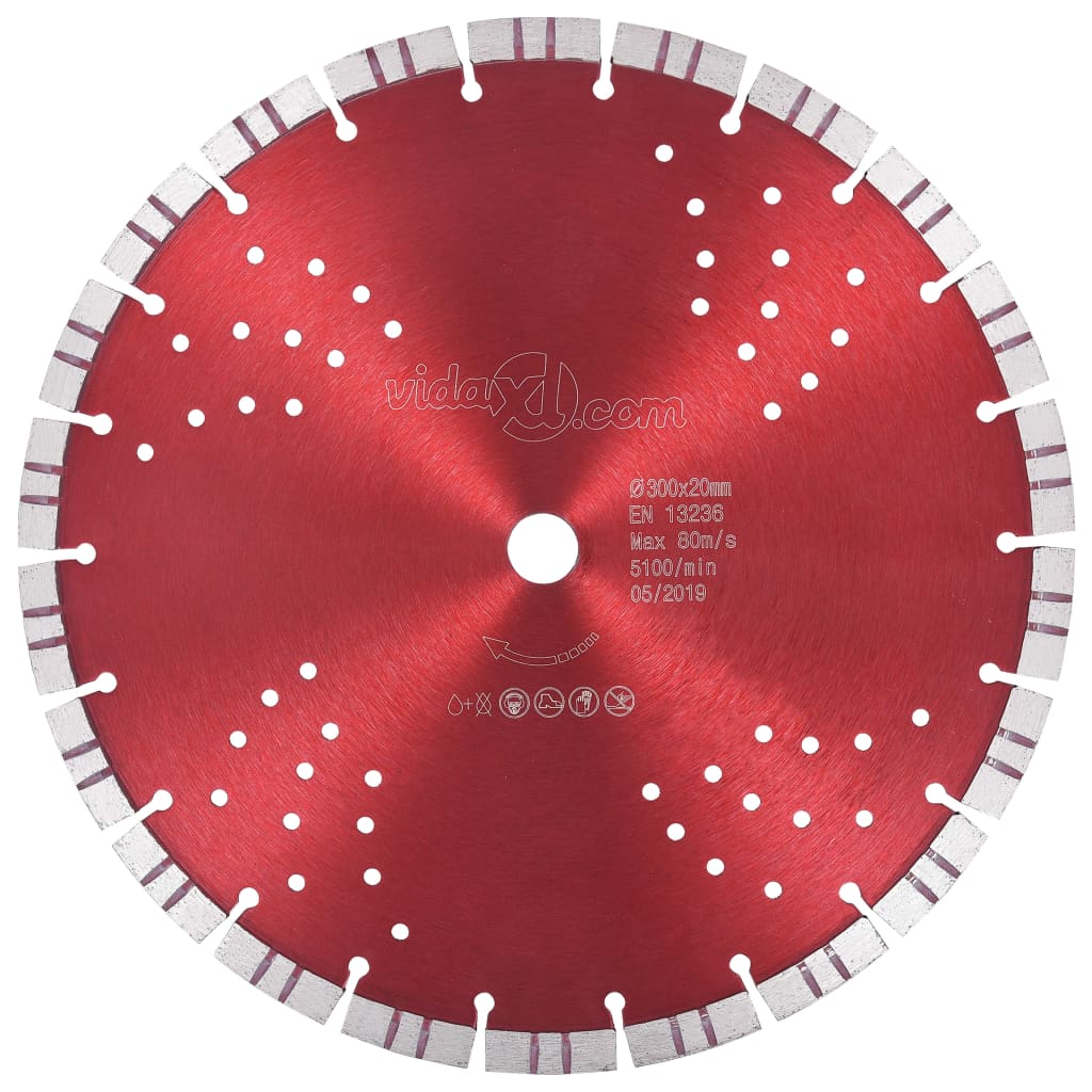 Disco de corte de diamante com turbo e orifícios aço 300 mm
