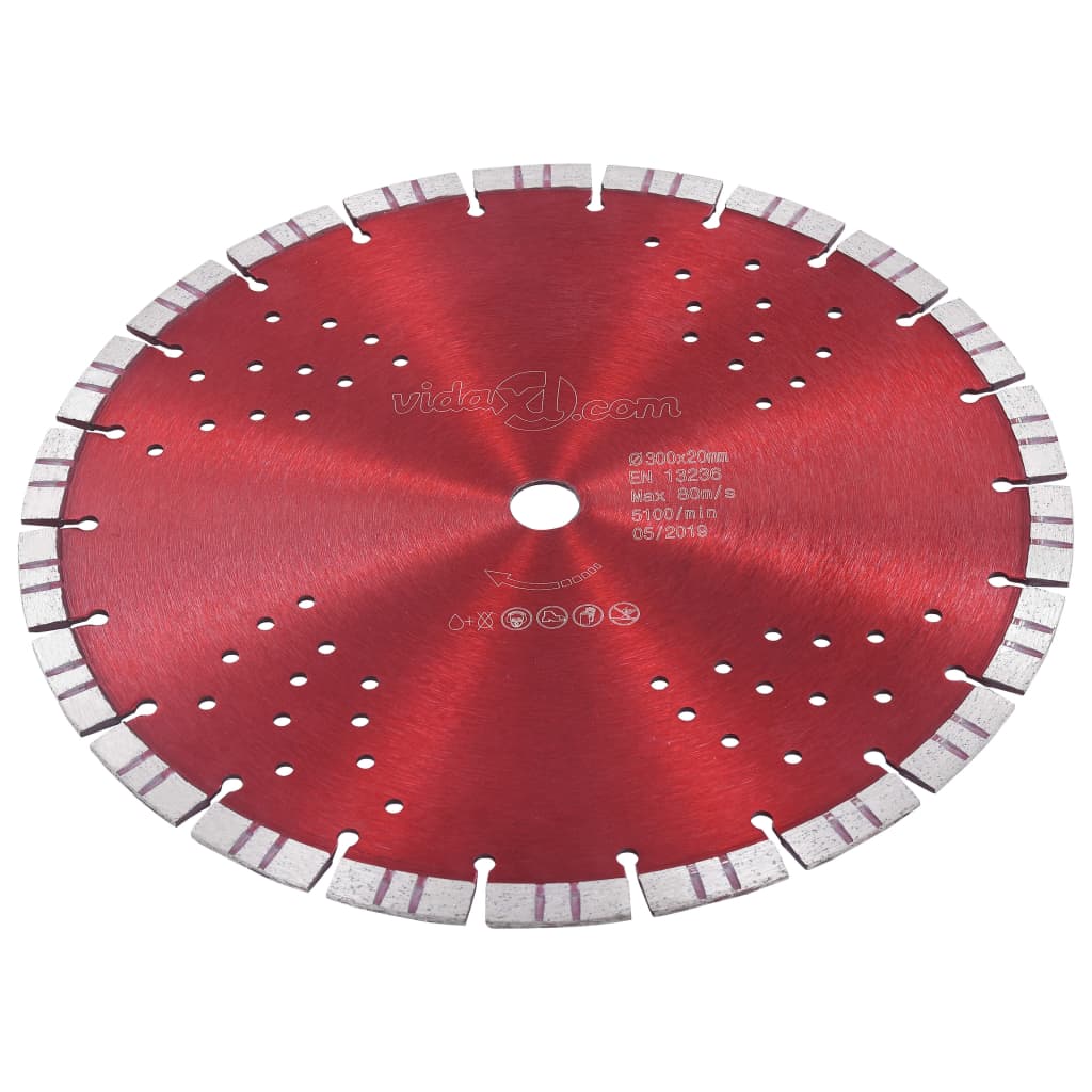 Disco de corte de diamante com turbo e orifícios aço 300 mm