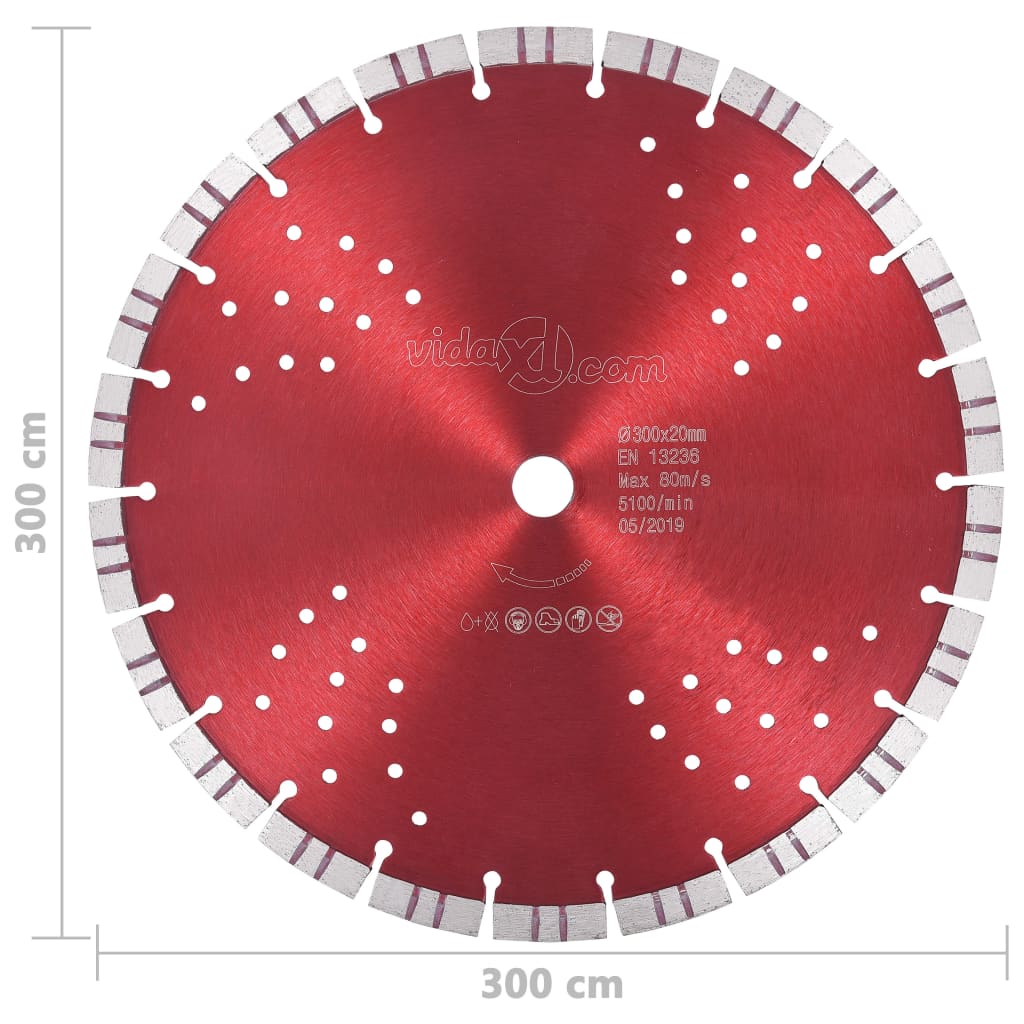 Disco de corte de diamante com turbo e orifícios aço 300 mm
