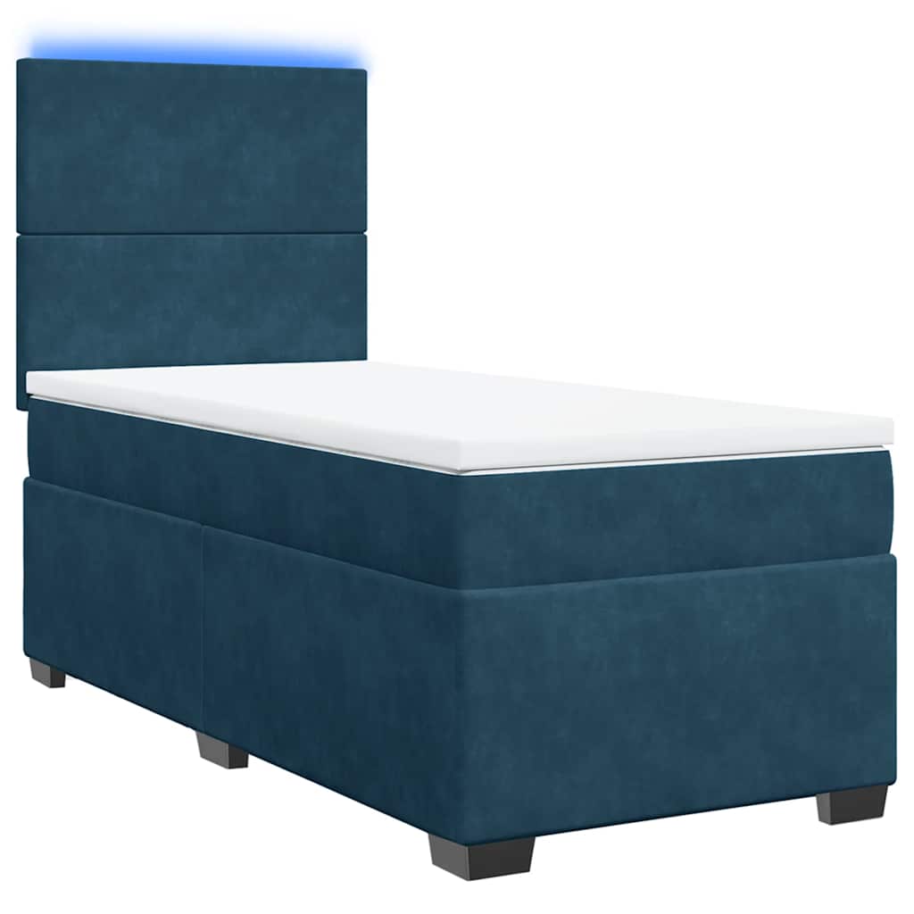 Cama boxspring com colchão 90x190 cm veludo azul