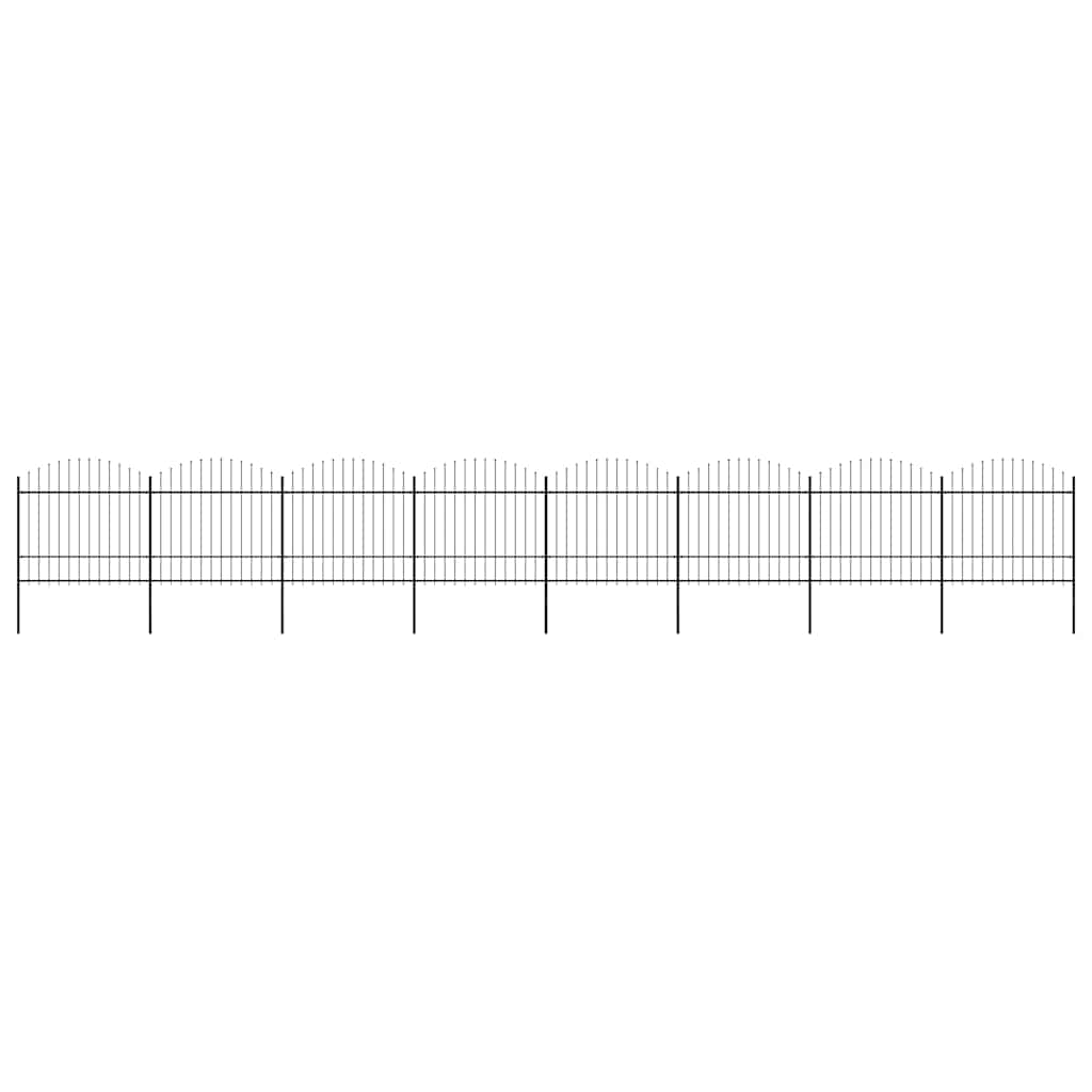 Cerca de jardim com topo em forma de lança em aço 1339x175 cm, preta