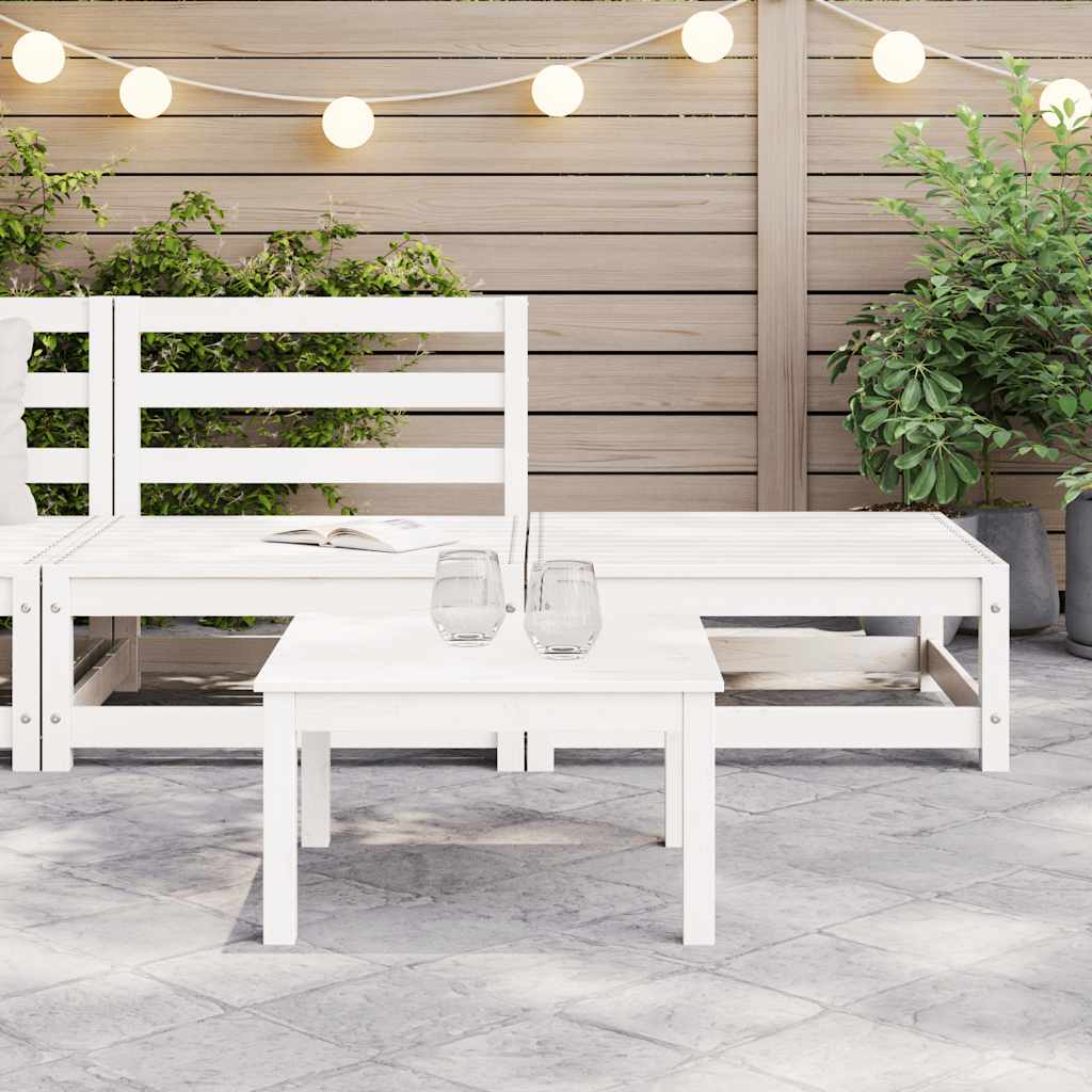 2 Pcs conjunto lounge de jardim pinho maciço branco