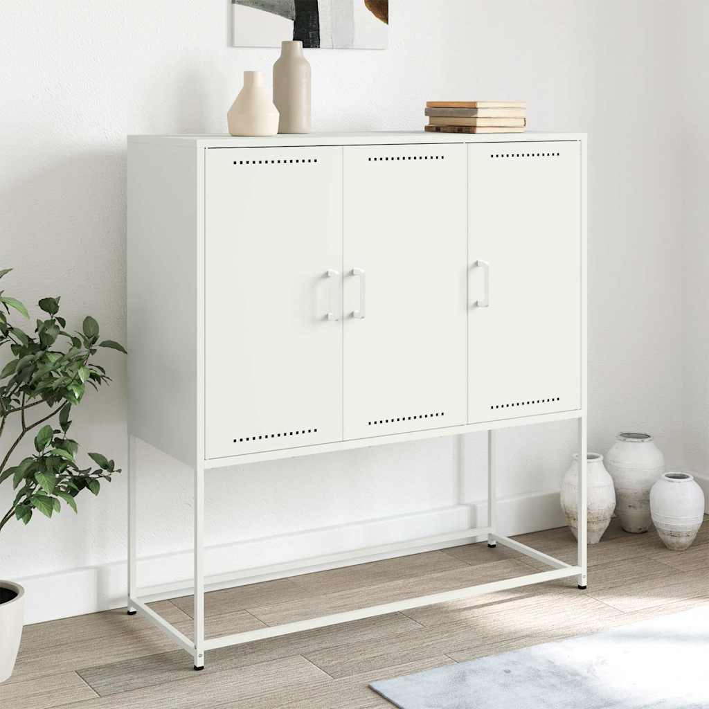 Aparador alto 100,5x39x107 cm aço branco