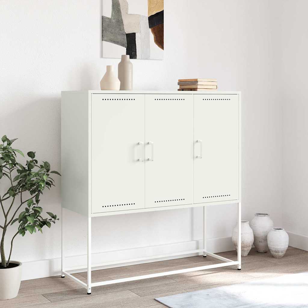 Aparador alto 100,5x39x107 cm aço branco