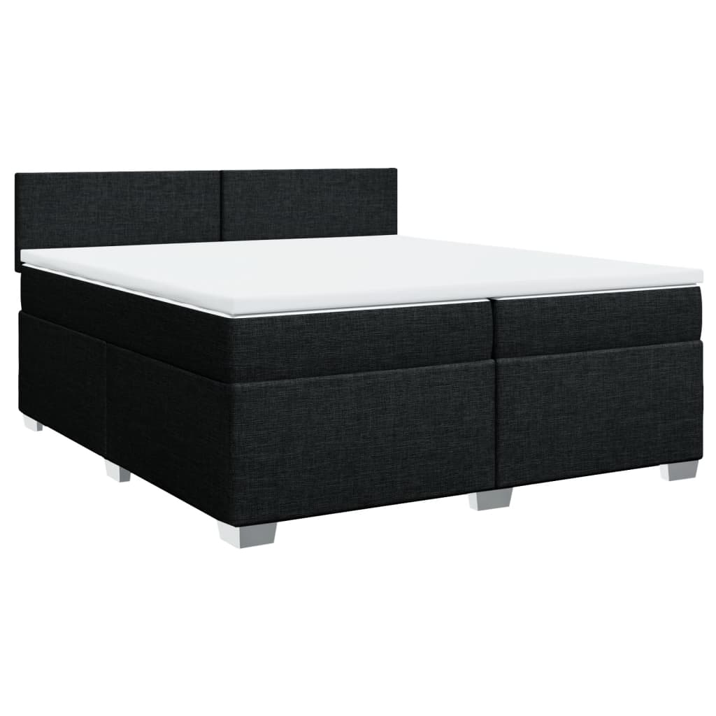 Cama com molas/colchão 200x200 cm tecido preto