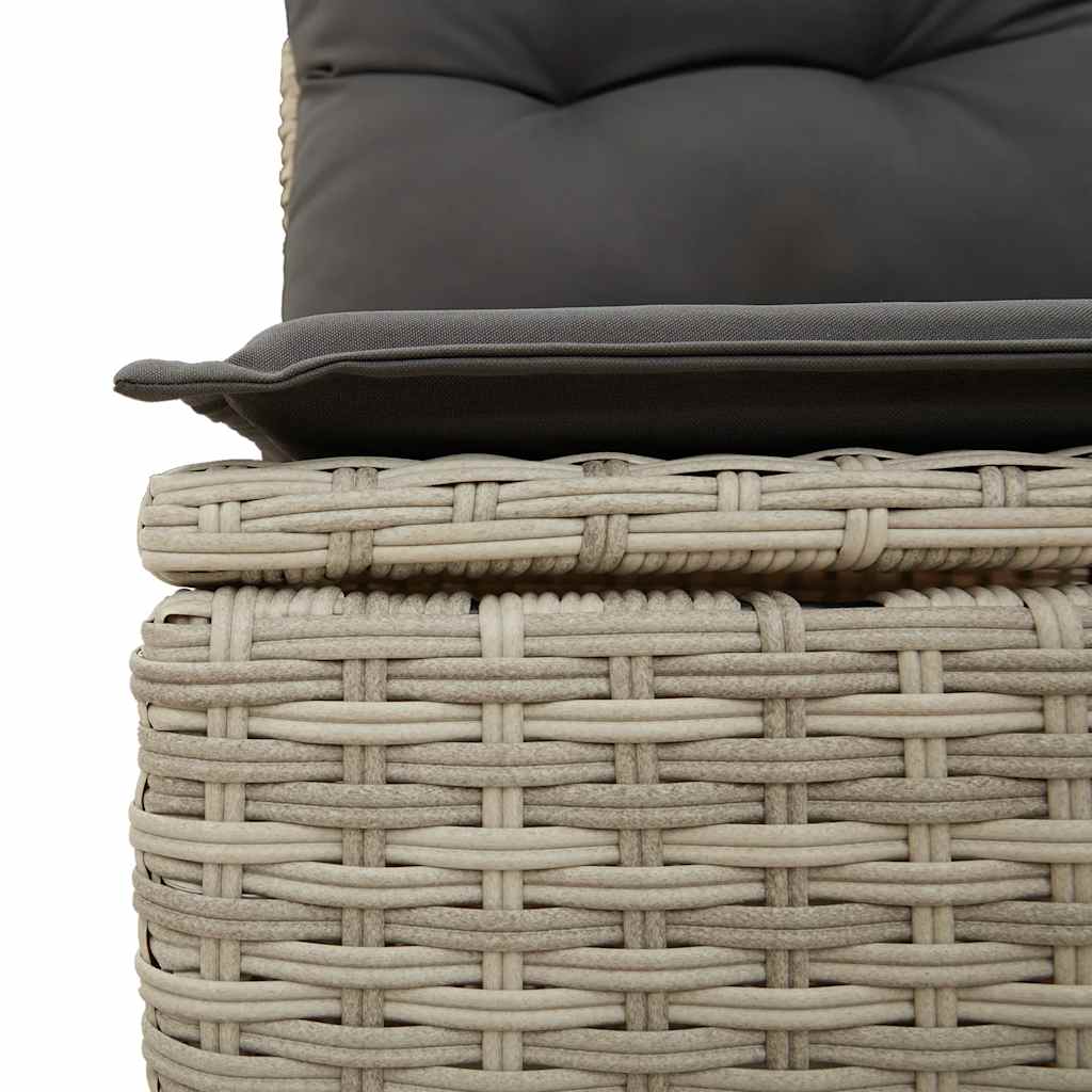 9 Pcs conj. sofás jardim com almofadões vime PE cinzento-claro